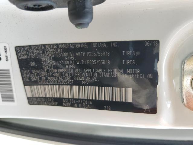 Photo 12 VIN: 5TDDZ3DC0JS205457 - TOYOTA SIENNA XLE 