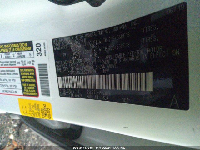 Photo 8 VIN: 5TDDZ3DC0LS233729 - TOYOTA SIENNA 