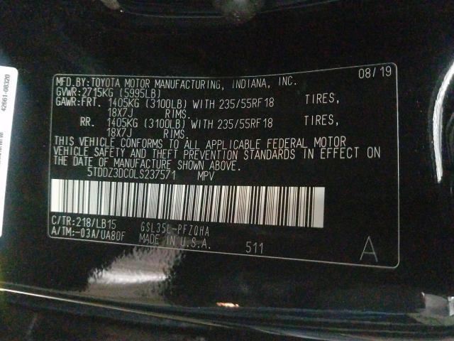 Photo 9 VIN: 5TDDZ3DC0LS237571 - TOYOTA SIENNA XLE 