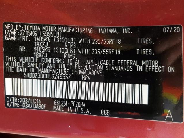 Photo 13 VIN: 5TDDZ3DC0LS249557 - TOYOTA SIENNA XLE 