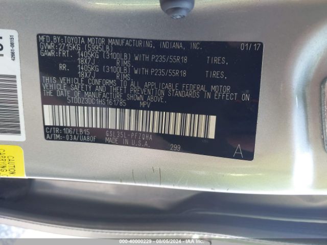 Photo 8 VIN: 5TDDZ3DC1HS161785 - TOYOTA SIENNA 