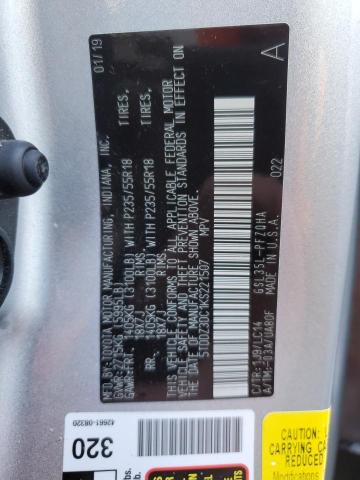 Photo 12 VIN: 5TDDZ3DC1KS221507 - TOYOTA SIENNA XLE 