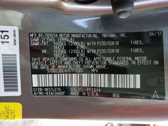 Photo 9 VIN: 5TDDZ3DC4HS171565 - TOYOTA SIENNA XLE 