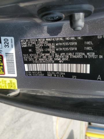 Photo 12 VIN: 5TDDZ3DC4KS225728 - TOYOTA SIENNA XLE 