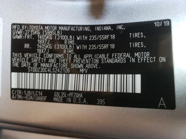 Photo 9 VIN: 5TDDZ3DC4LS242126 - TOYOTA SIENNA XLE 