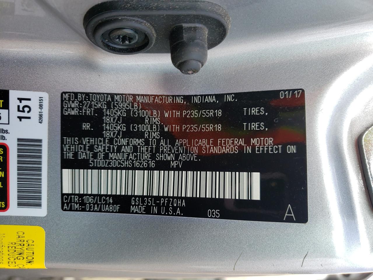 Photo 12 VIN: 5TDDZ3DC5HS162616 - TOYOTA SIENNA 