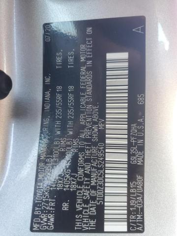 Photo 12 VIN: 5TDDZ3DC5LS249540 - TOYOTA SIENNA XLE 