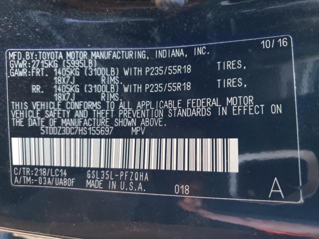 Photo 12 VIN: 5TDDZ3DC7HS155697 - TOYOTA SIENNA XLE 