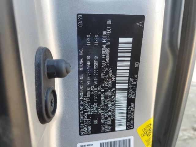 Photo 12 VIN: 5TDDZ3DC7LS247076 - TOYOTA SIENNA XLE 