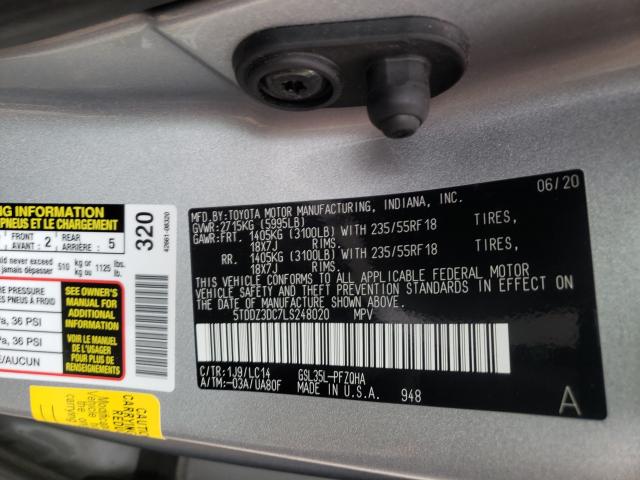 Photo 9 VIN: 5TDDZ3DC7LS248020 - TOYOTA SIENNA XLE 