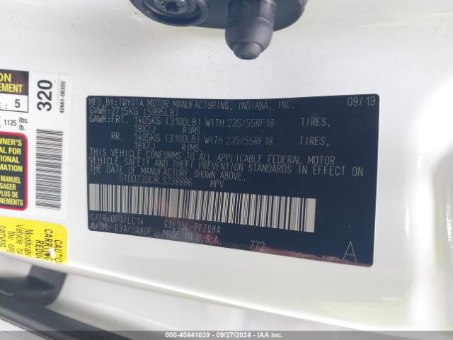 Photo 8 VIN: 5TDDZ3DC8LS238886 - TOYOTA SIENNA 