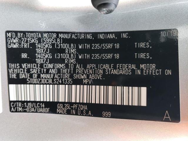 Photo 12 VIN: 5TDDZ3DC8LS241335 - TOYOTA SIENNA XLE 