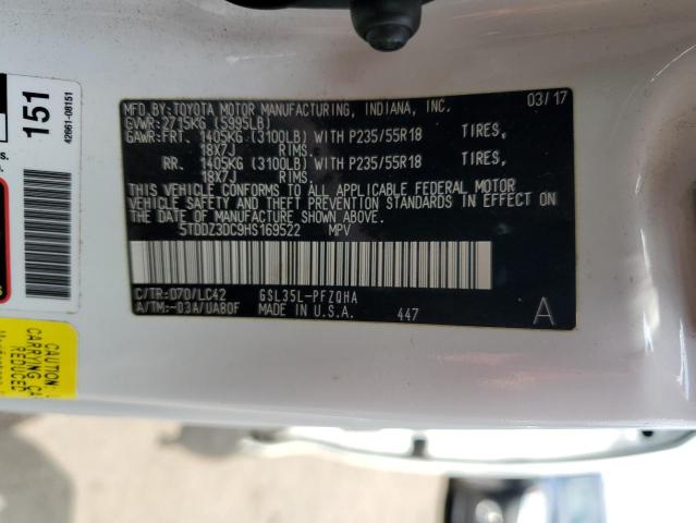 Photo 13 VIN: 5TDDZ3DC9HS169522 - TOYOTA SIENNA XLE 