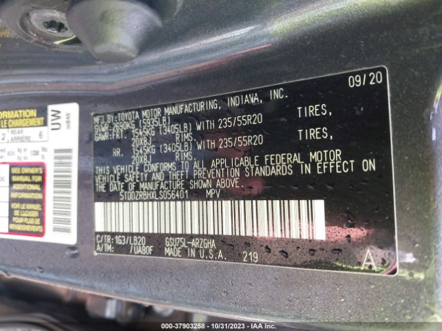 Photo 8 VIN: 5TDDZRBHXLS056401 - TOYOTA HIGHLANDER 