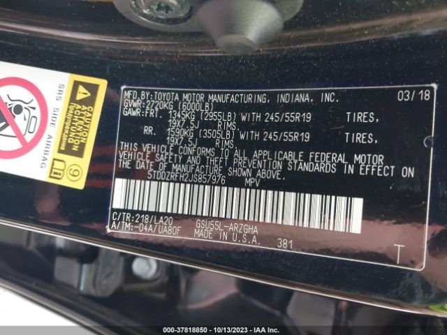 Photo 8 VIN: 5TDDZRFH2JS857976 - TOYOTA HIGHLANDER 