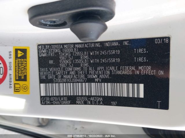 Photo 8 VIN: 5TDDZRFH3JS846677 - TOYOTA HIGHLANDER 