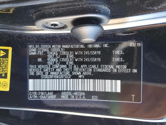 Photo 12 VIN: 5TDDZRFH5KS975537 - TOYOTA HIGHLANDER 