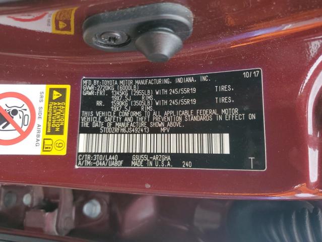 Photo 13 VIN: 5TDDZRFH6JS492413 - TOYOTA HIGHLANDER 