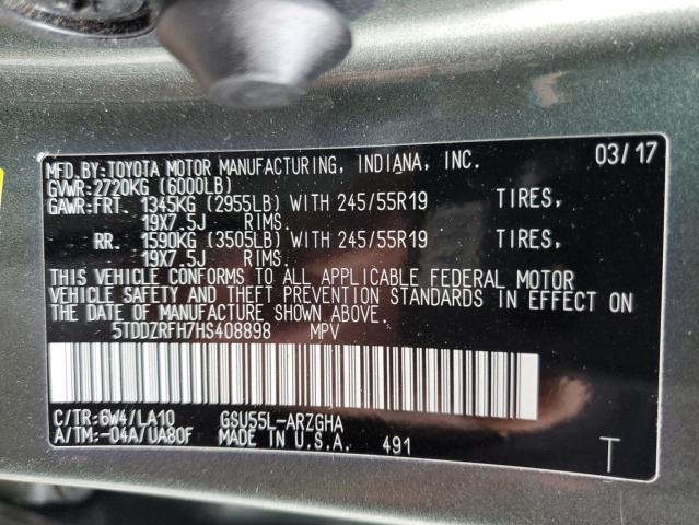 Photo 12 VIN: 5TDDZRFH7HS408898 - TOYOTA HIGHLANDER 