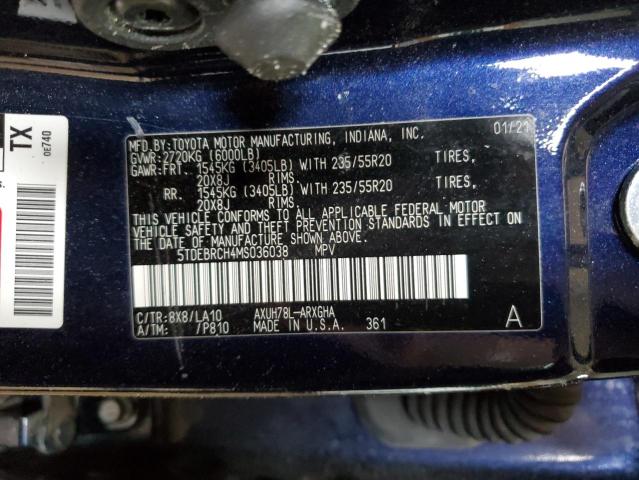 Photo 12 VIN: 5TDEBRCH4MS036038 - TOYOTA HIGHLANDER 