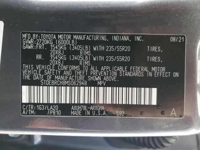 Photo 12 VIN: 5TDEBRCH8MS062948 - TOYOTA HIGHLANDER 