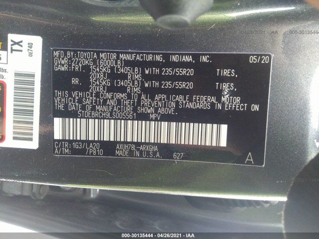 Photo 8 VIN: 5TDEBRCH9LS005561 - TOYOTA HIGHLANDER 