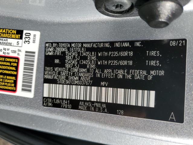 Photo 12 VIN: 5TDESKFC0MS037677 - TOYOTA SIENNA LIM 