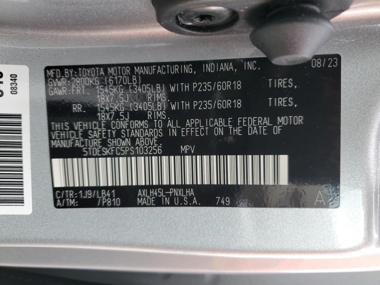 Photo 13 VIN: 5TDESKFC5PS103256 - TOYOTA SIENNA 