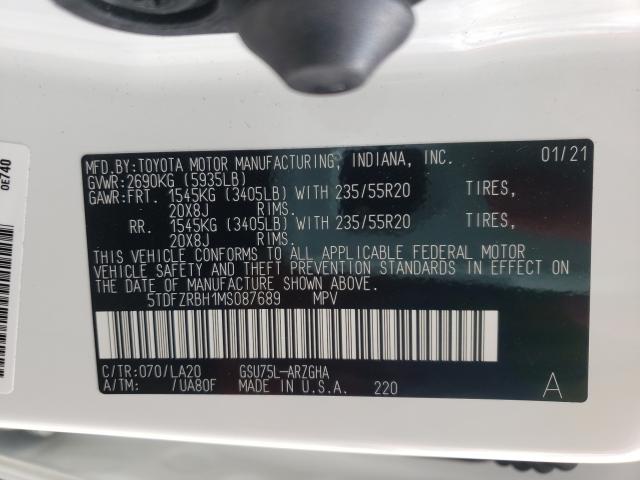 Photo 9 VIN: 5TDFZRBH1MS087689 - TOYOTA HIGHLANDER 