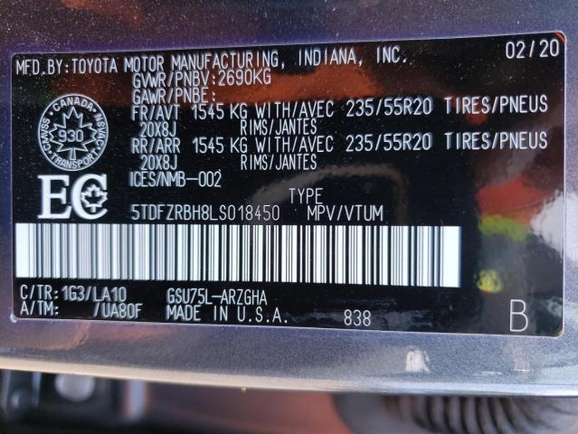 Photo 13 VIN: 5TDFZRBH8LS018450 - TOYOTA HIGHLANDER 