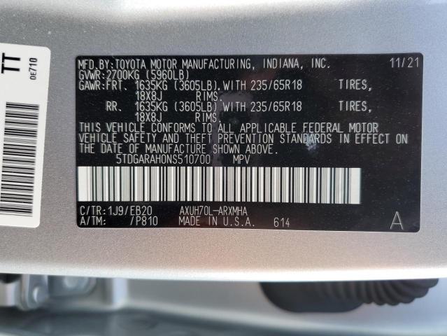 Photo 12 VIN: 5TDGARAH0NS510700 - TOYOTA HIGHLANDER 