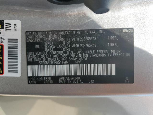 Photo 13 VIN: 5TDGBRCH1MS514487 - TOYOTA HIGHLANDER 