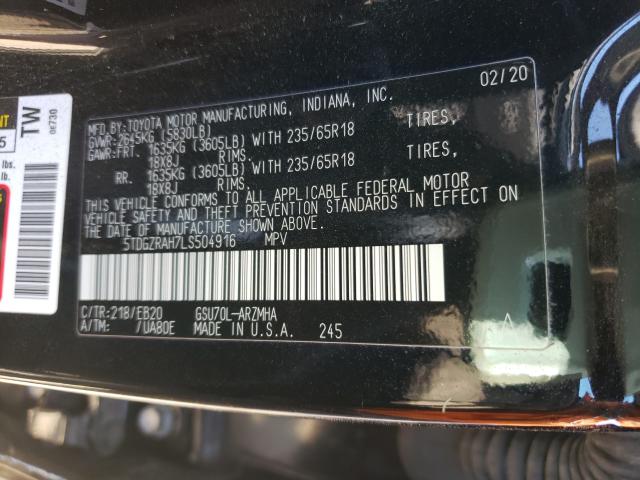 Photo 9 VIN: 5TDGZRAH7LS504916 - TOYOTA HIGHLANDER 