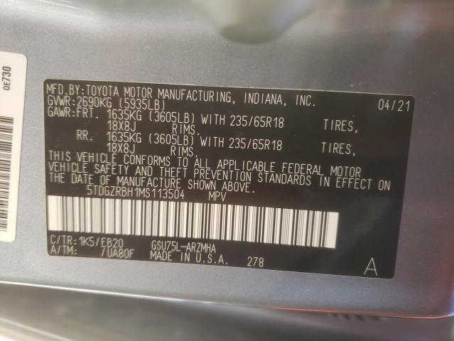 Photo 9 VIN: 5TDGZRBH1MS113504 - TOYOTA HIGHLANDER 