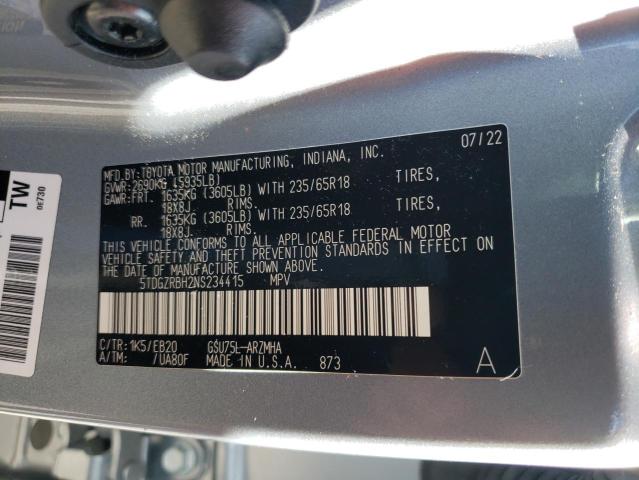 Photo 12 VIN: 5TDGZRBH2NS234415 - TOYOTA HIGHLANDER 