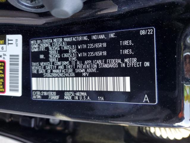 Photo 12 VIN: 5TDGZRBH2NS246306 - TOYOTA HIGHLANDER 