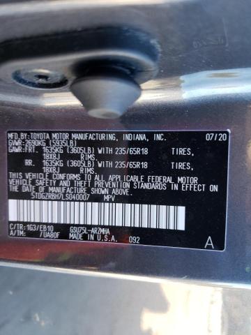 Photo 9 VIN: 5TDGZRBH7LS040007 - TOYOTA HIGHLANDER 