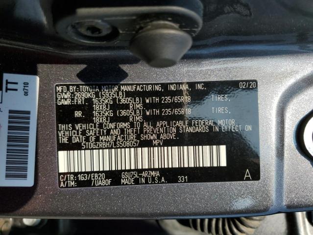 Photo 12 VIN: 5TDGZRBH7LS508057 - TOYOTA HIGHLANDER 