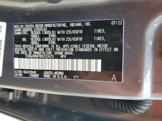 Photo 13 VIN: 5TDGZRBH7NS233423 - TOYOTA HIGHLANDER 