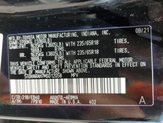 Photo 11 VIN: 5TDHARAH7MS012058 - TOYOTA HIGHLANDER 