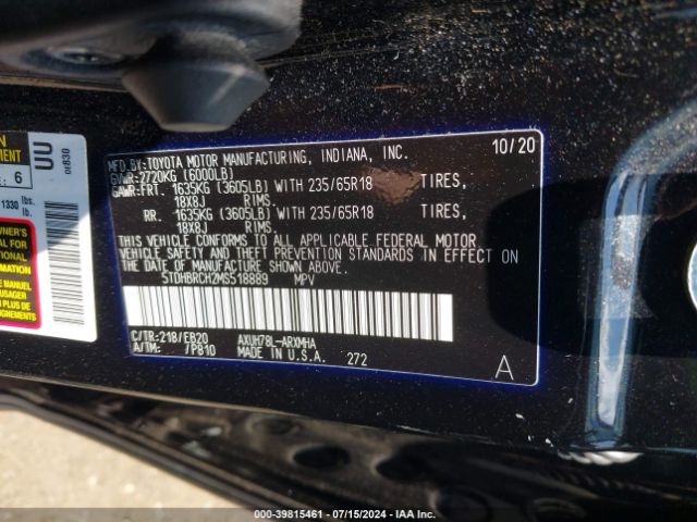 Photo 8 VIN: 5TDHBRCH2MS518889 - TOYOTA HIGHLANDER 