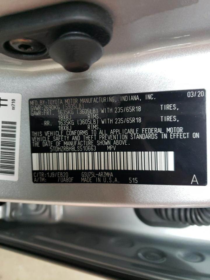 Photo 12 VIN: 5TDHZRBH8LS510663 - TOYOTA HIGHLANDER 