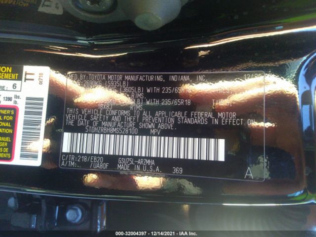 Photo 8 VIN: 5TDHZRBH8MS528100 - TOYOTA HIGHLANDER 