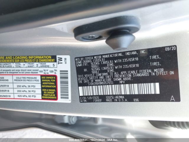 Photo 8 VIN: 5TDHZRBH9MS057655 - TOYOTA HIGHLANDER 