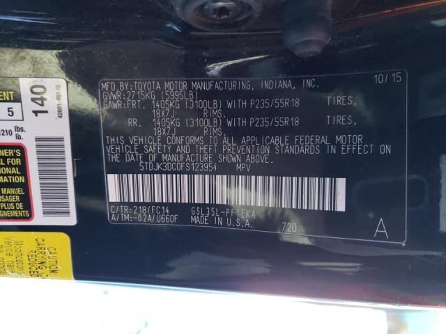 Photo 11 VIN: 5TDJK3DC0FS123954 - TOYOTA SIENNA LE 