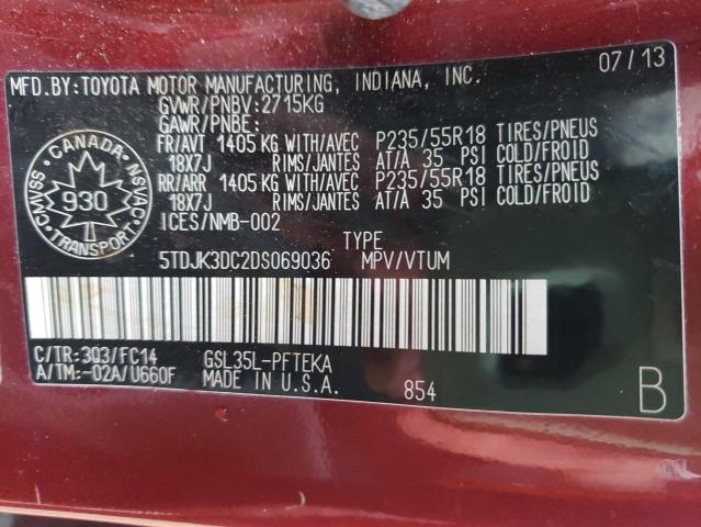 Photo 9 VIN: 5TDJK3DC2DS069036 - TOYOTA SIENNA LE 