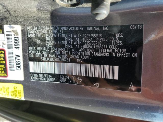 Photo 12 VIN: 5TDJK3DC3DS066761 - TOYOTA SIENNA LE 