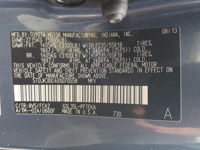 Photo 9 VIN: 5TDJK3DC4DS070558 - TOYOTA SIENNA LE 