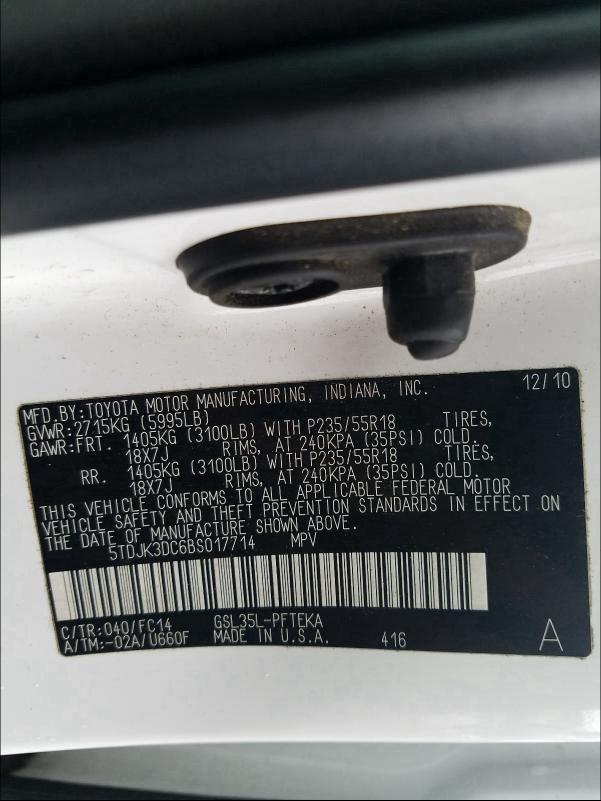 Photo 9 VIN: 5TDJK3DC6BS017714 - TOYOTA SIENNA LE 