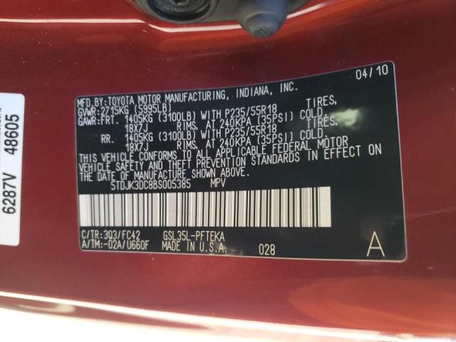 Photo 9 VIN: 5TDJK3DC8BS005385 - TOYOTA SIENNA LE 